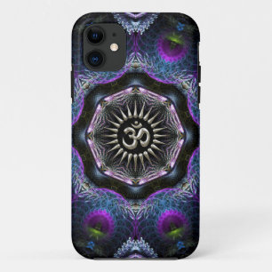 Zilveren Aum Hexagon Fantasy Fractals New-Age iPhone 11 Hoesje