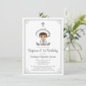 Zilveren Baby Charro Doop & Verjaardagsuitnodiging Kaart (Staand voorkant)