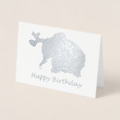 Zilveren Baby olifant met ballonnen blij om de ver Folie Kaarten (Voorkant)