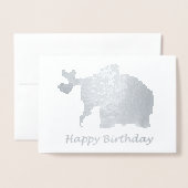 Zilveren Baby olifant met ballonnen blij om de ver Folie Kaarten (Voorkant met envelop)