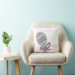 Zilveren Baby rammelaar Roze Bow Star PERSONALISER Kussen