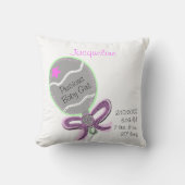 Zilveren Baby rammelaar Roze Bow Star PERSONALISER Kussen (Voorkant)