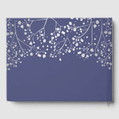 Zilveren Baby's adem Floral Elegant Navy Bruiloft Gastenboek (Achterkant)
