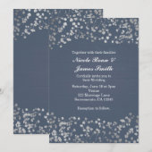 Zilveren Baby's Breath Blauwe Houten Trouwuitnodig Kaart (Voorkant / Achterkant)