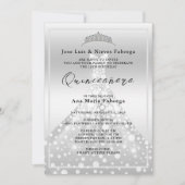 Zilveren baljurk & Tiara Quinceañera Verjaardag Kaart (Voorkant)