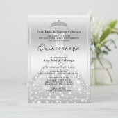 Zilveren baljurk & Tiara Quinceañera Verjaardag Kaart (Staand voorkant)