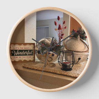 Zilveren Ballen Kerst Muur Klok