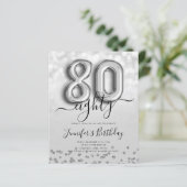 Zilveren ballon glitter 80ste verjaardag Party uit (Staand voorkant)