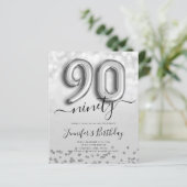 Zilveren ballon glitter 90ste verjaardagsfeestje u (Staand voorkant)