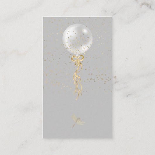 Zilveren ballon op een Visitekaartje van het Koord (Achterkant)