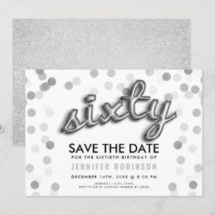 Zilveren ballon van 60e verjaardag met sparen de d kaart