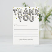 Zilveren Ballonnen Confetti Stip Moderne Bedankkaa Bedankkaart (Staand voorkant)