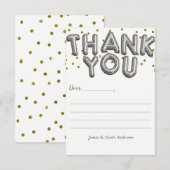 Zilveren Ballonnen Confetti Stip Moderne Bedankkaa Bedankkaart (Voorkant / Achterkant)