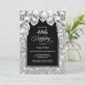 Zilveren ballonnen elke leeftijd verjaardagsfeestj kaart (Staand voorkant)