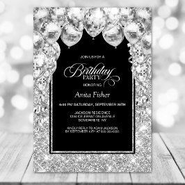 Zilveren ballonnen elke leeftijd verjaardagsfeestj kaart