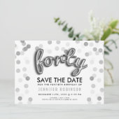 Zilveren ballonnen Glitter Confetti 40e verjaardag Kaart (Staand voorkant)