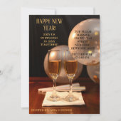 Zilveren ballonnen Nieuwjaar Champagnefluiten Kaart (Voorkant)