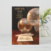 Zilveren ballonnen Nieuwjaar Champagnefluiten Kaart (Staand voorkant)