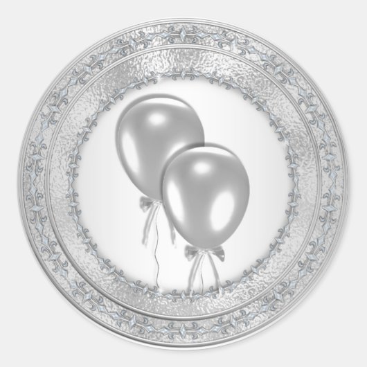 Zilveren Ballonnen Verjaardagsfeest Labels (Voorkant)