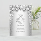 Zilveren ballonnen verrassen 60ste verjaardagsfees kaart (Staand voorkant)