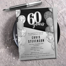 Zilveren ballonnen voor mannen 60e verjaardag