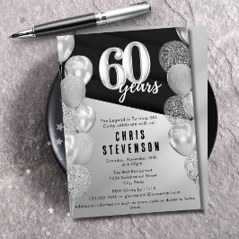 Zilveren ballonnen voor mannen 60e verjaardag kaart