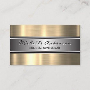 Zilveren Banner   Gouden Metalen Afwerking Visitekaartje