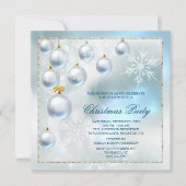 Zilveren Baubles & Sneeuwvlokken Kerstfeest Kaart (Voorkant)