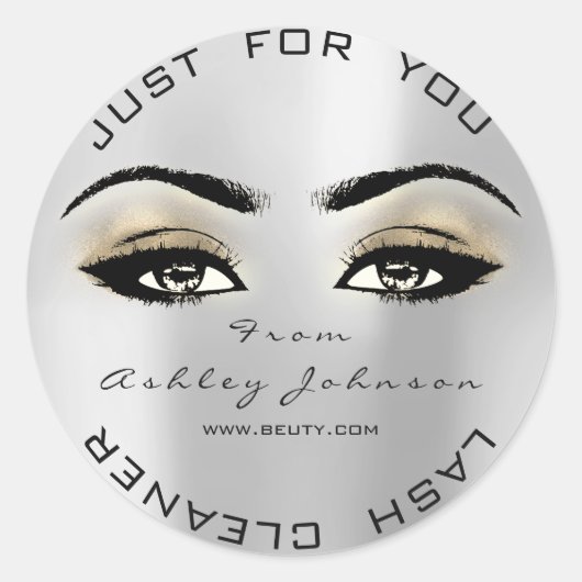 Zilveren Beauty Glitter Gold Lash Make-up Cleaner Ronde Sticker (Voorkant)