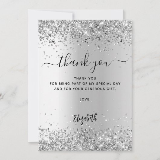 Zilveren bedankkaart kaart (Voorkant)