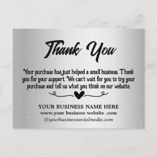 Zilveren Bedankt Zakelijk Briefkaart