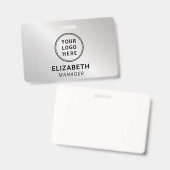 Zilveren bedrijfslogo naam badge (Voor- en achterkant)