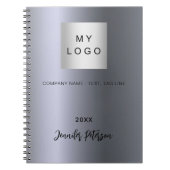 Zilveren bedrijfslogo naam notitieboek (Voorkant)