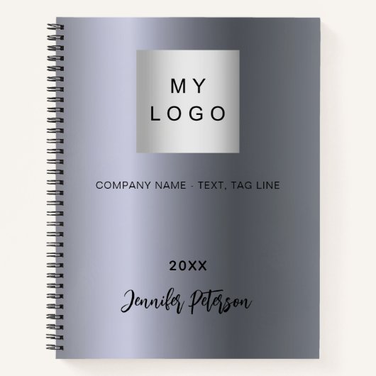 Zilveren bedrijfslogonaam notitieboek (Voorkant)