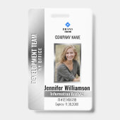 Zilveren bedrijfszekerheid QR-code personeelsfoto Badge (Voorzijde)
