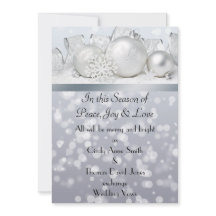 Zilveren bel kerstbruiloft uitnodiging