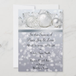Zilveren bel kerstbruiloft uitnodiging