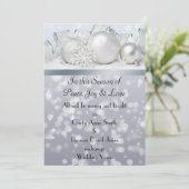 Zilveren bel kerstbruiloft uitnodiging (Staand voorkant)