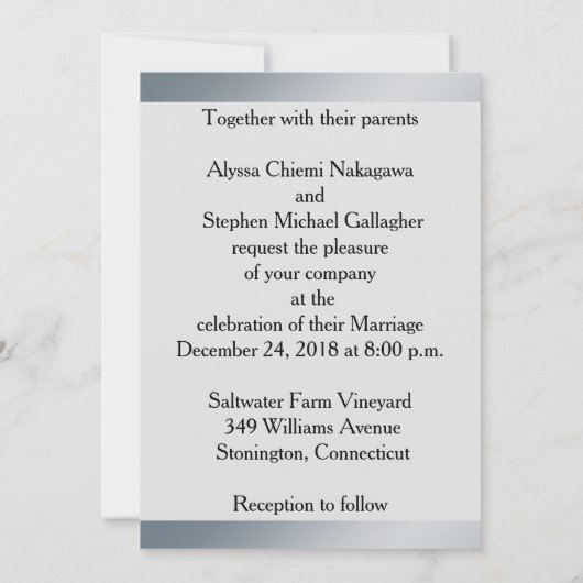 Zilveren bel kerstbruiloft uitnodiging (Achterkant)