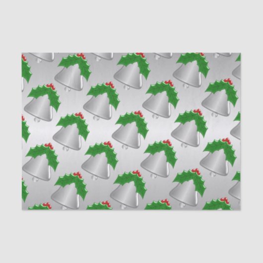 Zilveren bel Zilveren gekleurde kerst Tissuepapier (Voorkant)