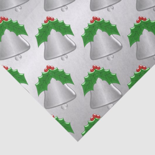 Zilveren bel Zilveren gekleurde kerst Tissuepapier (Detail)