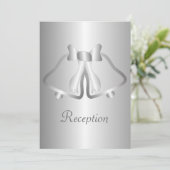 Zilveren Bellen Avondreceptie Trouw Kaart (Staand voorkant)