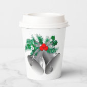 Zilveren bellen en Holly Paper Cups Papieren Bekers (Achterkant)