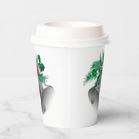 Zilveren bellen en Holly Paper Cups Papieren Bekers (Rechts)