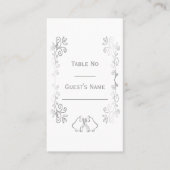 Zilveren Bellen Kalf Werk Ontwerp Bruiloft Plaatskaartje (Voorkant)