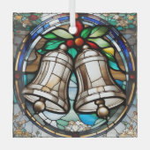 Zilveren Bellen Nep Gebrandschilderd Glas Ornament (Voorkant)