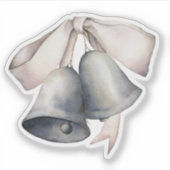 Zilveren Bellen Prettig Kerstfeest Sticker (Voorkant)