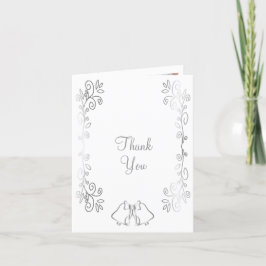 Zilveren Bellen Scrollwork Ontwerp Wedding Bedankkaart