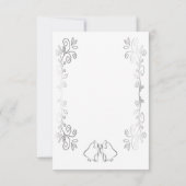 Zilveren Bellen Scrollwork Ontwerp Wedding Kaart (Achterkant)