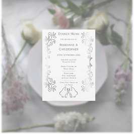 Zilveren Bellen Scrollwork Ontwerp Wedding Menu